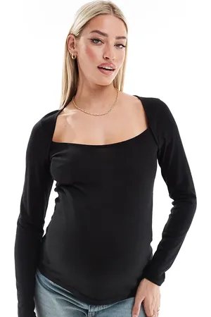 Mama;licious Mamalicious Maternity long sleeve square neck t-shirt in