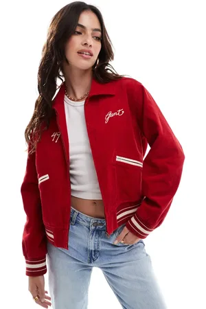 GANT Cord varsity bomber jacket with logo in red