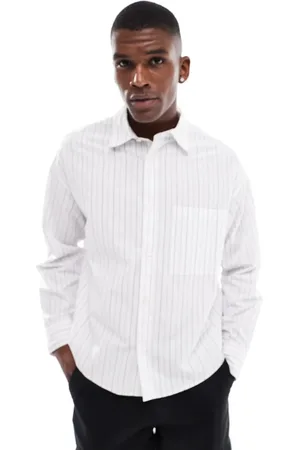 Pull&Bear Long sleeve boxy fit stripe shirt in