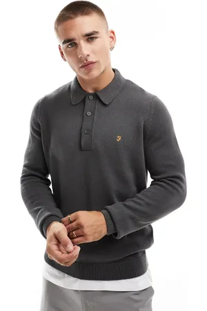 Farah Hamlet kitted long sleeve polo in