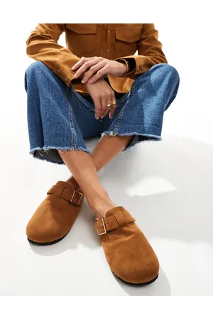 Yours Faux fur lined clogs in chestnut-Brown