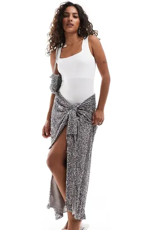 Never Fully Dressed Petite Jaspre embellished midi skirt in -Grey