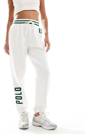 Ralph Lauren Trackies with collegiate logo in cream-White