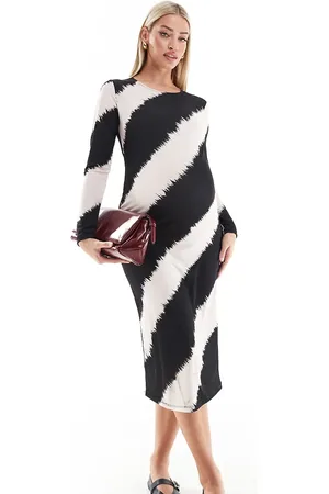 Mama;licious Mamalicious Maternity midi dress in graphic -Black