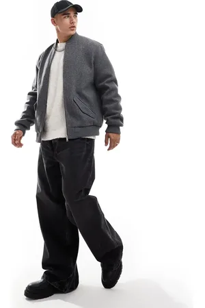 New Look Wool look bomber jacket in grey