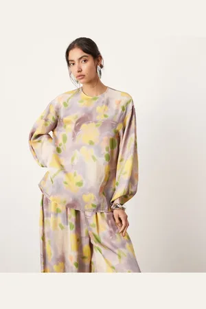 ASOS Satin long sleeve top in (part of a set)-Multi