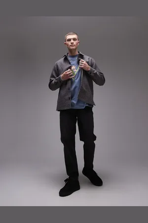 Topman Long sleeve checked overshirt in
