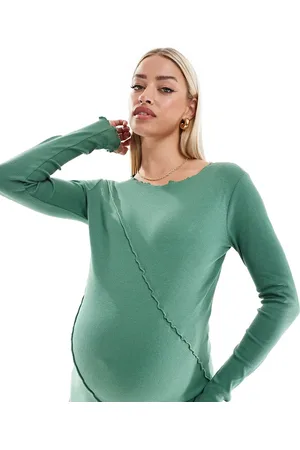 Mama;licious Mamalicious Maternity long sleeve jersey maxi dress in -Green