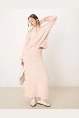 River Island Ultra fluffy knitted maxi skirt in (part of a set)