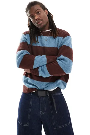 Vans Darby striped crew sweatshirt in brown and -Multi