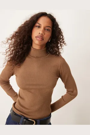 JDY Roll neck jumper in light brown