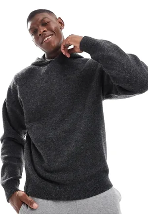 ADPT. Oversized knitted hoodie in grey