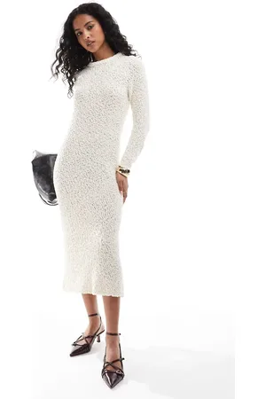 ONLY Textured knitted dress in -Neutral