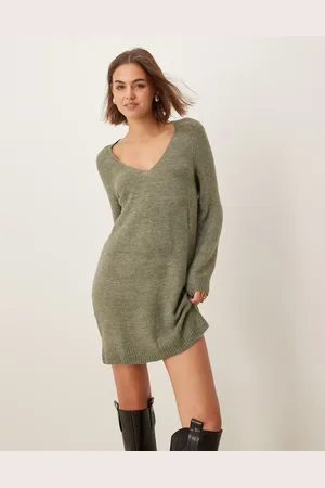 JDY V-neck knitted mini dress in