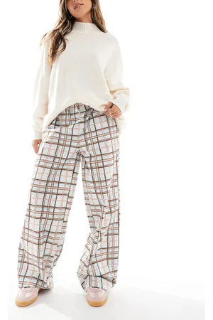 ONLY Pull on wide leg pants in check