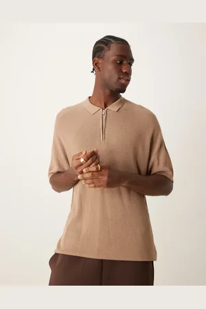 New Look Short sleeve 1/4 zip polo in -Neutral