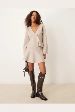 VILA Structured knit mini skirt in (part of a set)-Neutral