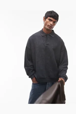 Topman Oversized fit sweat polo in washed
