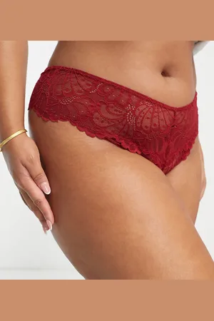 ASOS ASOS DESIGN Curve Sienna lace high waist brazilian briefs in -Red