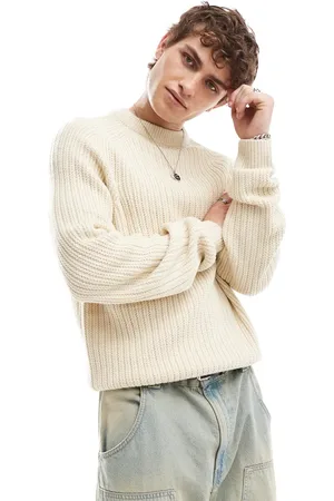 COLLUSION Knitted crew neck jumper in ecru-White