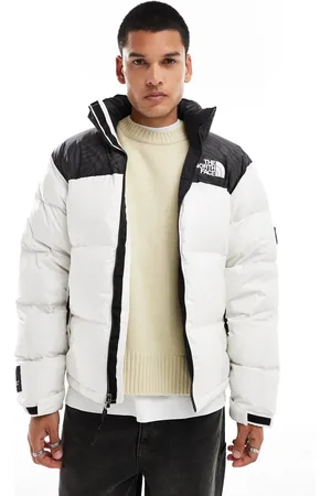 The North Face Retro Nuptse tiger print puffer jacket in off white