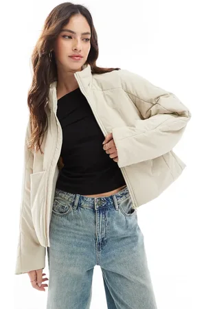 ASOS Oversized funnel neck puffer jacket in -Black