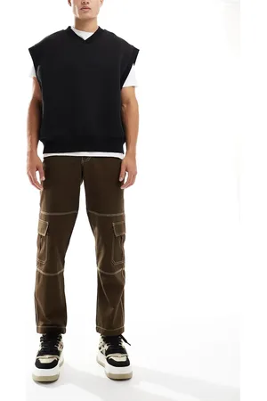 Kickers Straight leg combat pants with contrast stitch-Brown