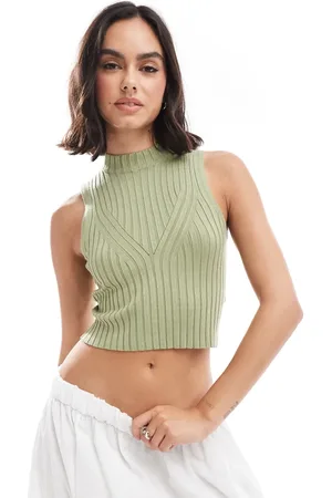 EDITED the label High neck knitted top in olive-Green
