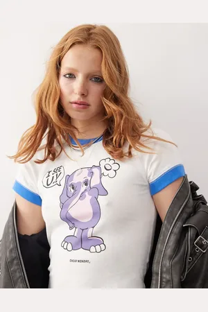 Cheap Monday Shrunken raglan baby tee with elephant graphic print in off white