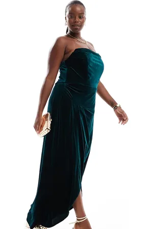 TFNC Draped corset velvet maxi dress in