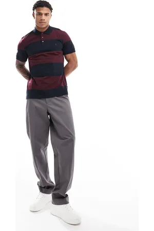 French Connection French Connection striped polo shirt in navy and burgundy-Multi