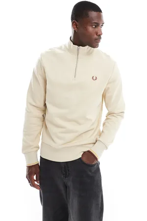 Fred Perry Half zip sweatshirt in light -Neutral