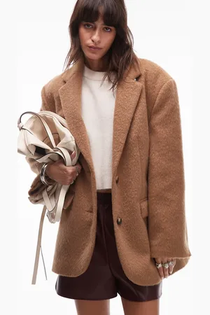Topshop Brushed wool blend blazer coat in -Neutral