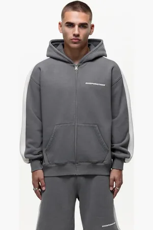 Good For Nothing Zip up panelled hoodie in