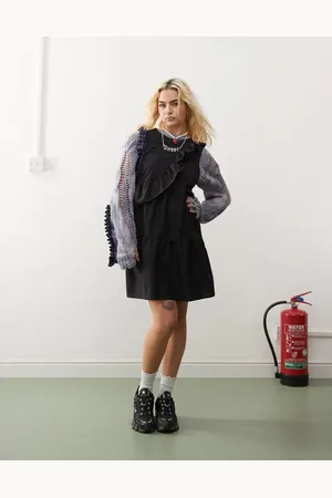 COLLUSION Asymmetric poplin smock dress in