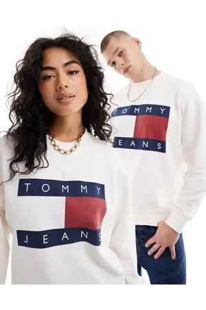 Tommy Hilfiger Unisex large flag sweatshirt in off white