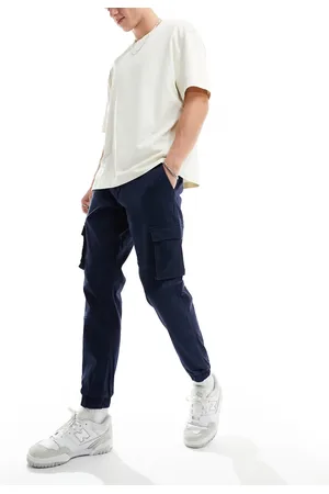 Only & Sons Tapered fit cargo pants with cuffed bottom in navy-Blue