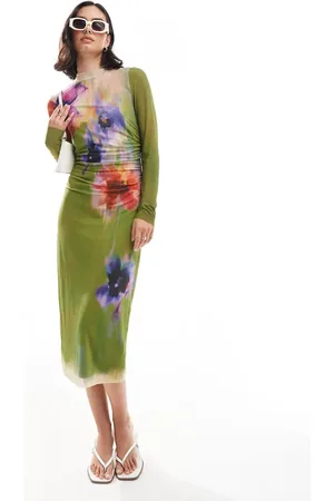 EDITED the label Long sleeve mesh midi dress in