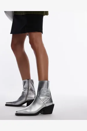 Topshop Maddy leather western boots in