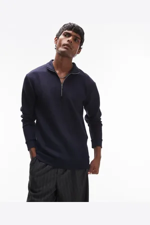 SELECTED Half zip sweatshirt in navy