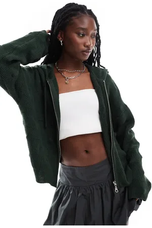 The Ragged Priest Spikey knit zip up hoodie in dark