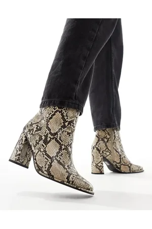 London Rebel Maddie block heel ankle boots in -Multi
