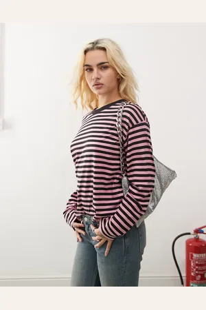 Monki Long sleeve top in stripes-Multi