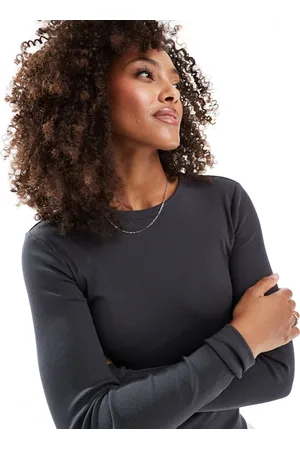 VERO MODA Long sleeve baby rib top in dark