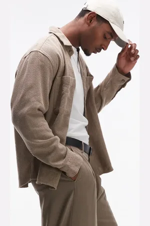 SELECTED Textured overshirt in cream-White