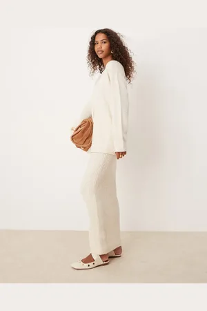 Glamorous Maxi skirt in knit (part of a set)-White