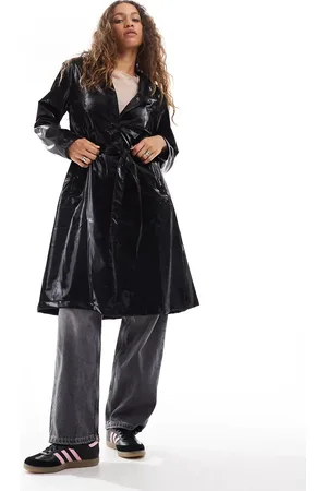 Rains 12040 a-line waterproof long jacket in shiny black