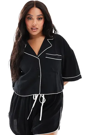 ASOS ASOS DESIGN Curve contrast binding mini pyjama shorts in