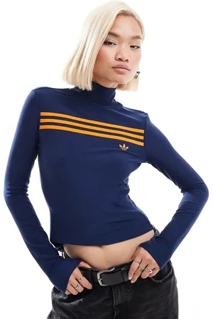 adidas High neck long sleeve jumper in indigo-Navy