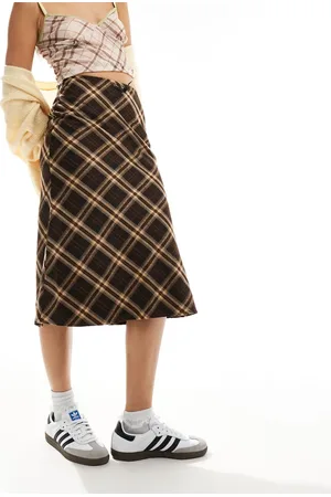 Minga London plaid midi skirt with lingerie bow